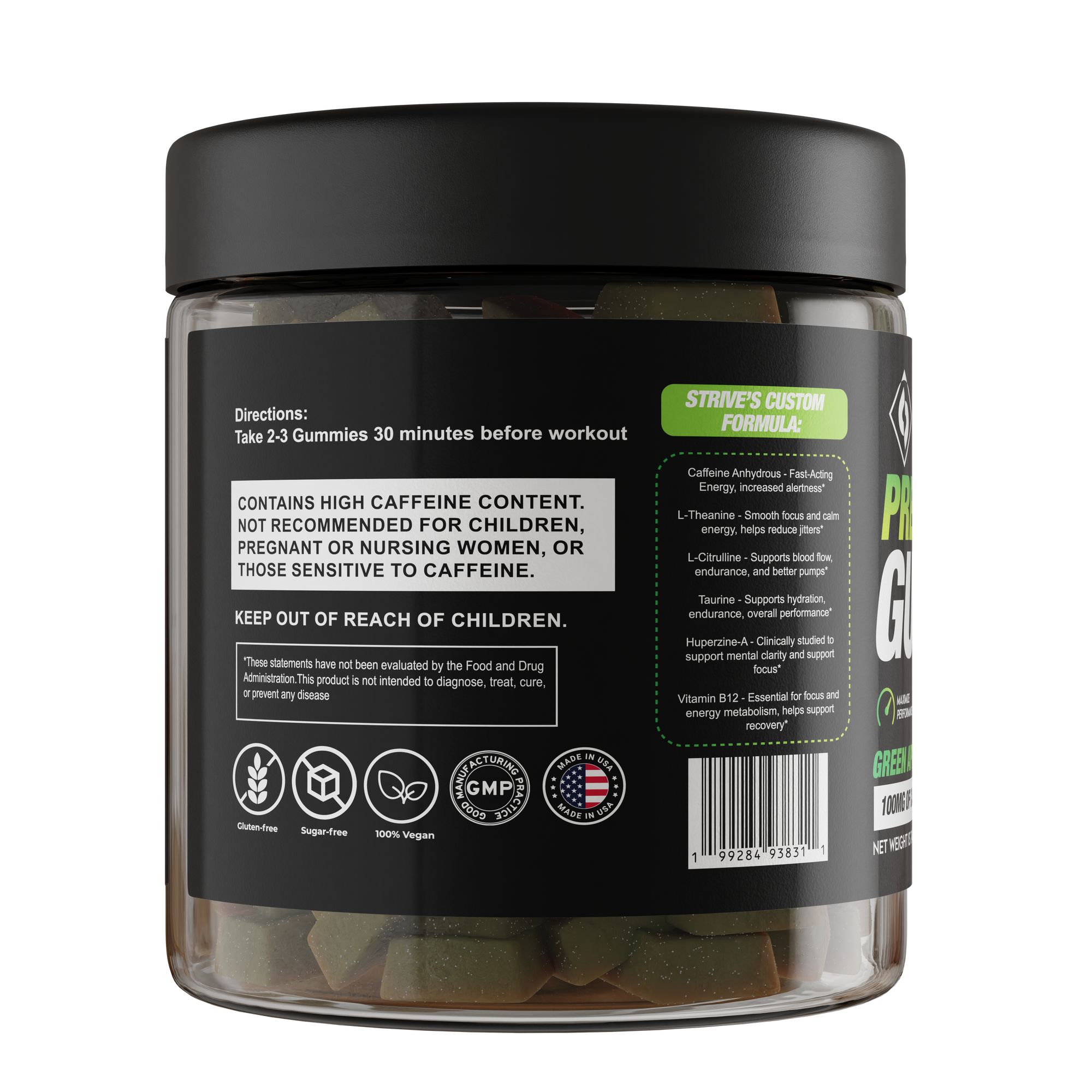 Strive Pre-Workout Gummies - Green Apple