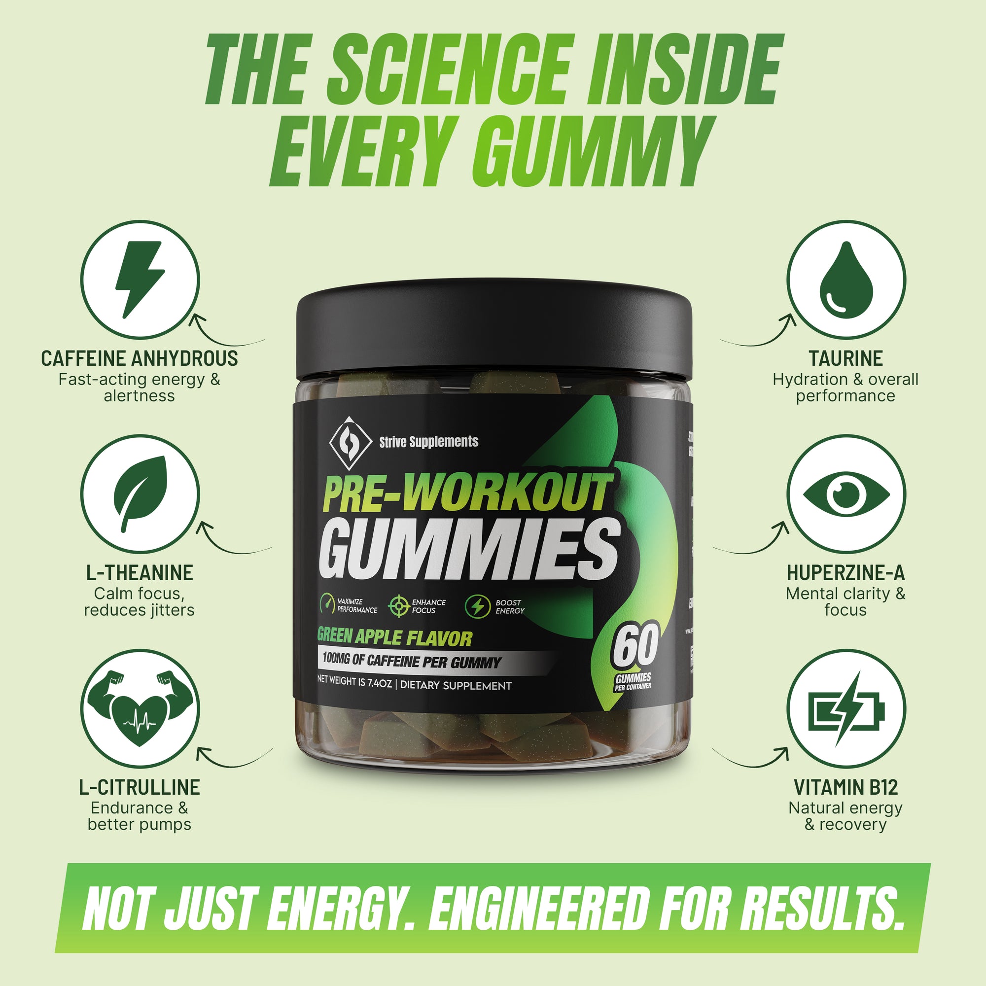 Strive Pre-Workout Gummies - Green Apple