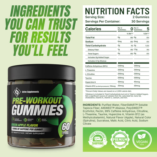 Strive Pre-Workout Gummies - Green Apple